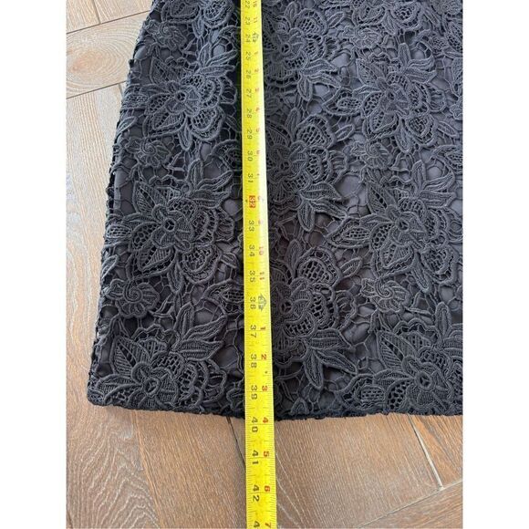 SACHIN & BABI NOIR Black Floral Lace Sheath Mini Dress Double Back Bow Tie Wome - Picture 12 of 13